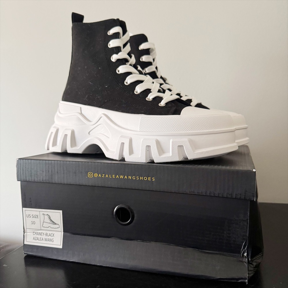 Azalea Wang Chaney Black Chunky Platform High Top Sneaker Boots Shoes Sz 10 NEW